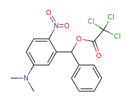 Molecular Structure of 479637-70-2 (Acetic acid, trichloro-, [5-(dimethylamino)-2-nitrophenyl]phenylmethyl
ester)