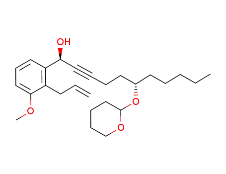 Molecular Structure of 223734-58-5 ((αS)-3-methoxy-2-(2-propenyl)-α-[(5S)-5-[(tetrahydro-2H-pyran-2-yl)oxy]-1-decynyl]benzenemethanol)