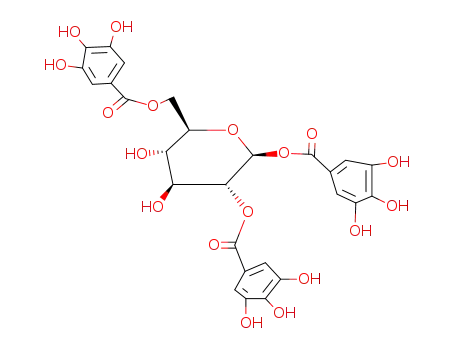 Molecular Structure of 79886-49-0 ((1R)-3,5-bis-O-(3,4,5-trihydroxybenzoyl)-2-C-{[(3,4,5-trihydroxybenzoyl)oxy]methyl}pentofuranose)
