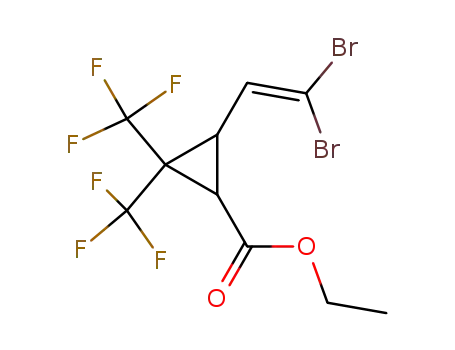 Molecular Structure of 99903-49-8 (ethyl (1R,3S)-3-(2,2-dibromoethenyl)-2,2-bis(trifluoromethyl)cyclopropanecarboxylate)