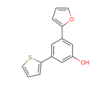 Molecular Structure of 98124-37-9 (Phenol, 3-(2-furanyl)-5-(2-thienyl)-)