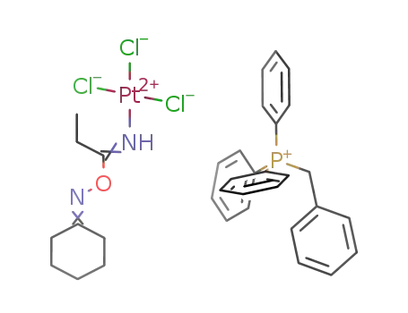 Molecular Structure of 337526-15-5 ((Ph<sub>3</sub>PCH<sub>2</sub>Ph)(PtCl<sub>3</sub>(NH=C(Et)ON=C(C<sub>5</sub>H<sub>10</sub>))))
