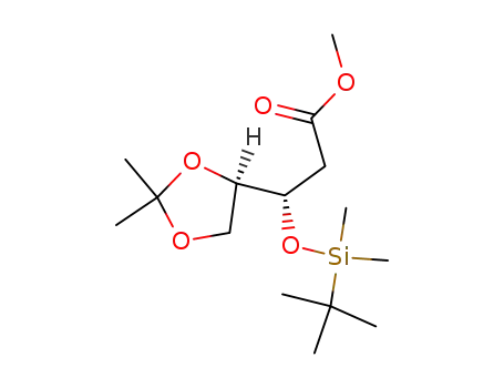Molecular Structure of 104578-83-8 (methyl (3S,4R)-3-(tert-butyldimethylsiloxy)-4,5-(isopropylidenedioxy)pentanoate)