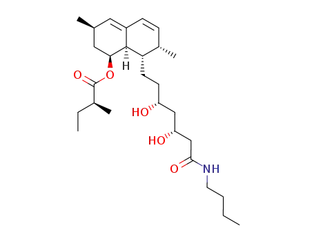 Molecular Structure of 134970-29-9 (N-butyl-7-<1,2,6,7,8,8a(R)-hexahydro-2(S),6(R)-dimethyl-8(S)-<<2(S)-methylbutanoyl>oxy>-1(S)-naphthyl>-3(R),5(R)-dihydroxyheptanoic acid amide)