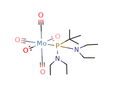 Molecular Structure of 126306-22-7 (bis(diethylamino)-t-butylphosphine(pentacarbonyl)molybdenum<sup>(0)</sup>)