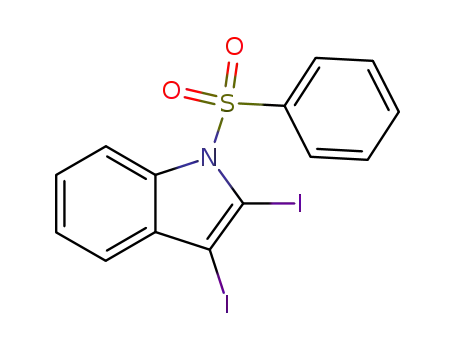 Molecular Structure of 80360-26-5 (1H-Indole, 2,3-diiodo-1-(phenylsulfonyl)-)