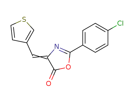 Molecular Structure of 89242-53-5 (5(4H)-Oxazolone, 2-(4-chlorophenyl)-4-(3-thienylmethylene)-)