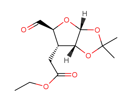 Molecular Structure of 1008743-57-4 (3-deoxy-3-(2-ethoxy-2-oxoethyl)-1,2-O-isopropylidene-α-D-ribo-pentodialdo-1,4-furanose)