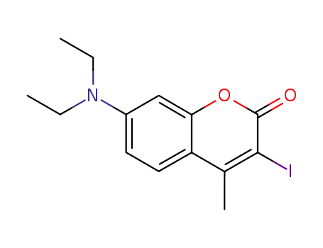 Molecular Structure of 107995-74-4 (7-(diethylamino)-3-iodo-4-methyl-2H-chromen-2-one)