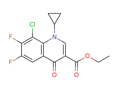 Molecular Structure of 99696-21-6 (ethyl 8-chloro-1-cyclopropyl-6,7-difluoro-1,4-dihydroquinoline-4-oxo-3-carboxyla)