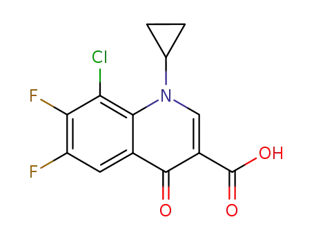 Molecular Structure of 101987-89-7 (8-Chloro-1-cyclopropyl-6,7-difluoro-1,4-dihydro-4-oxo-3-quinolinecarboxylic acid)