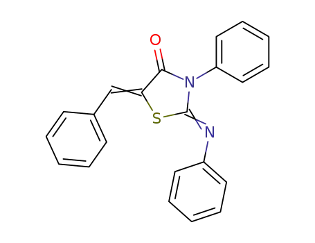 Molecular Structure of 803-67-8 ((2Z)-5-benzylidene-3-phenyl-2-(phenylimino)-1,3-thiazolidin-4-one)