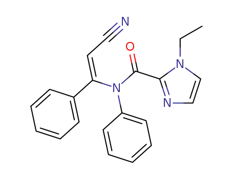 Molecular Structure of 1415219-06-5 (N-[(Z)-2-cyano-1-phenylethenyl]-1-ethyl-N-phenyl-1H-imidazole-2-carboxamide)