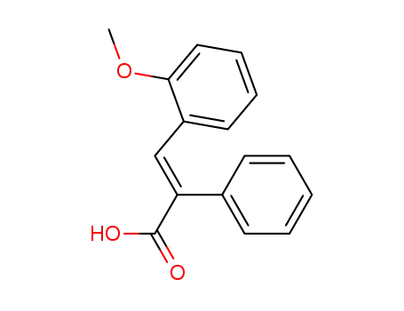 Molecular Structure of 21140-85-2 ((2E)-3-(2-methoxyphenyl)-2-phenylprop-2-enoic acid)
