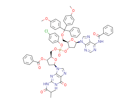 Guanosine, N-benzoyl-5'-O-[bis(4-methoxyphenyl)phenylmethyl]-P-(4-chlorophenyl)-2'-deoxyadenylyl-(3'?5')-2'-deoxy-N-(2-methyl-1-oxopropyl)-,3'-benzoate