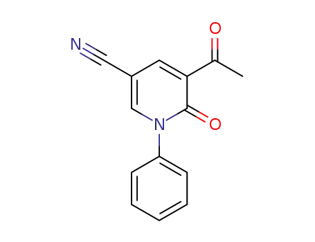 Molecular Structure of 1352630-34-2 (5-acetyl-6-oxo-1-phenyl-1,6-dihydropyridine-3-carbonitrile)