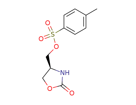 Molecular Structure of 154669-49-5 (2-Oxazolidinone, 4-[[[(4-methylphenyl)sulfonyl]oxy]methyl]-, (4S)-)