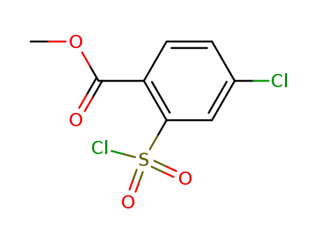 Molecular Structure of 85392-01-4 (4-CHLORO-2-(CHLOROSULFONYL) BENZOIC ACID METHYL ESTER)