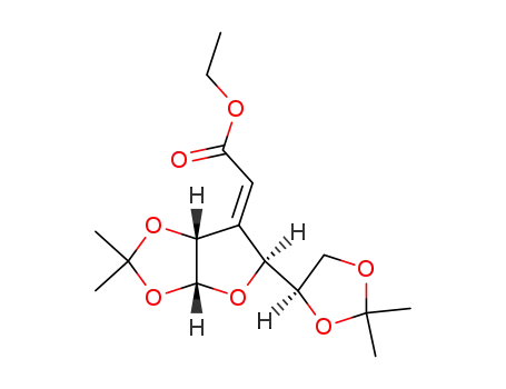 Molecular Structure of 57466-98-5 ((Z)-ethyl 2-((3aR,5S,6aR)-5-((R)-2,2-dimethyl-1,3-dioxolan-4-yl)-2,2-dimethylfuro[2,3-d][1,3]dioxol-6(3aH,5H,6aH)-ylidene)acetate)
