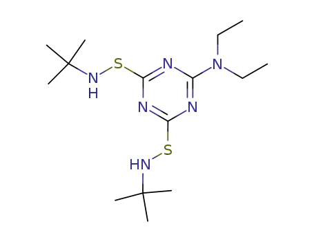 Molecular Structure of 35302-16-0 (N,N'-di-tert-butyl-6-(diethylamino)-1,3,5-triazine-2,4-disulphenamide)