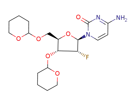 Molecular Structure of 157024-78-7 (9-<2-deoxy-2-fluoro-3,5-di-O-(tetrahydropyran-2-yl)-β-D-ribofuranosyl>cytosine)