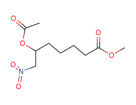 Molecular Structure of 61379-24-6 (Heptanoic acid, 6-(acetyloxy)-7-nitro-, methyl ester)