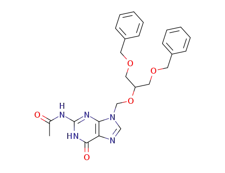 Molecular Structure of 82410-30-8 (N<sup>2</sup>-acetyl-9-<<1,3-bis(benzyloxy)-2-propoxy>methyl>guanine)