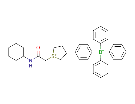 Molecular Structure of 1619239-44-9 (1-(2-(cyclohexylamino)-2-oxoethyl)tetrahydro-1H-thiophen-1-ium tetraphenylborate)