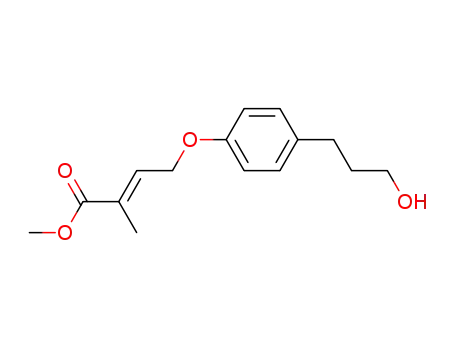 Molecular Structure of 51318-06-0 (methyl (E)-<p-(3-hydroxypropyl)phenoxy>-2-methylcrotonate)