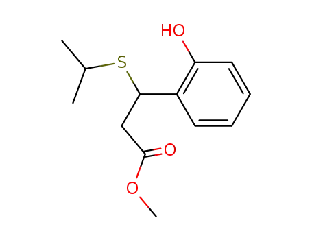 Molecular Structure of 111437-34-4 (Benzenepropanoic acid, 2-hydroxy-b-[(1-methylethyl)thio]-, methyl ester)