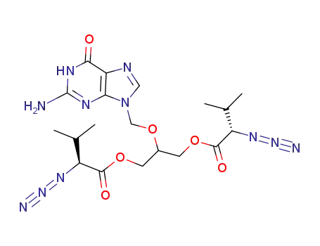 Molecular Structure of 1219792-39-8 (2-(2-amino-1,6-dihydro-6-oxopurin-9-yl)methoxy-1,3-bis-1'-propyl-(2'S)-azido-3'-methylbutanoate)