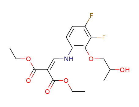 Molecular Structure of 124409-86-5 (diethyl [3,4-difluoro-2-(2-hydroxypropyloxy)anilinyl]methylenemalonate)