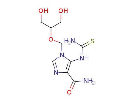 Molecular Structure of 131490-72-7 (1-<(1,3-dihydroxy-2-propoxy)methyl>-5-<(thiocarbamoyl)amino>-1H-imidazole-4-carboxamide)
