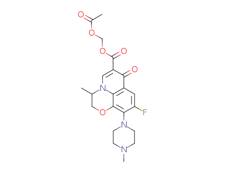 Molecular Structure of 139535-20-9 (8-Fluoro-3-methyl-9-(4-methyl-piperazin-1-yl)-6-oxo-2,3-dihydro-6H-1-oxa-3a-aza-phenalene-5-carboxylic acid acetoxymethyl ester)
