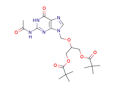 Molecular Structure of 100675-29-4 (N<sup>2</sup>-acetyl-9-((1,3-pivaloyloxy-2-propoxy)methyl)guanine)