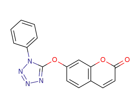Molecular Structure of 77924-22-2 (7-(1-Phenyl-1H-tetrazol-5-yloxy)-chromen-2-one)