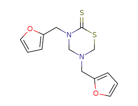 Molecular Structure of 19356-02-6 (3,5-bis(furan-2-ylmethyl)-1,3,5-thiadiazinane-2-thione)
