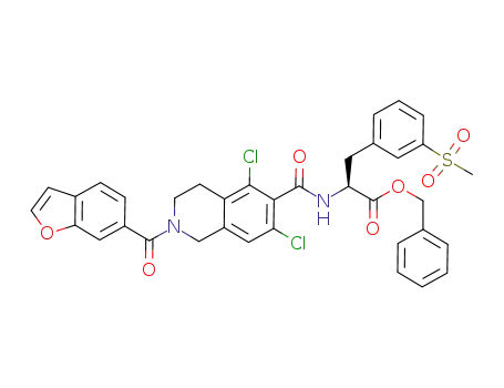Molecular Structure of 1194550-67-8 (((S)-benzyl 2-(2-(benzofuran-6-carbonyl)-5,7-dichloro-1,2,3,4-tetrahydroisoquinoline-6-carboxamido)-3-(3-methylsulfonyl)phenyl)propanoate)