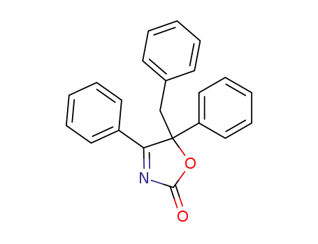 Molecular Structure of 82238-52-6 (2(5H)-Oxazolone, 4,5-diphenyl-5-(phenylmethyl)-)