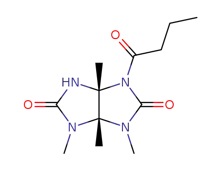 Molecular Structure of 146496-88-0 ((3aS,6aR)-1-Butyryl-3,3a,4,6a-tetramethyl-tetrahydro-imidazo[4,5-d]imidazole-2,5-dione)