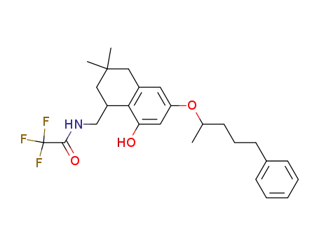 Molecular Structure of 88464-87-3 (Acetamide,
2,2,2-trifluoro-N-[[1,2,3,4-tetrahydro-8-hydroxy-3,3-dimethyl-6-(1-methyl-
4-phenylbutoxy)-1-naphthalenyl]methyl]-)