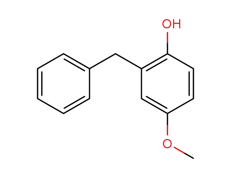 Molecular Structure of 38940-06-6 (Phenol, 4-methoxy-2-(phenylmethyl)-)