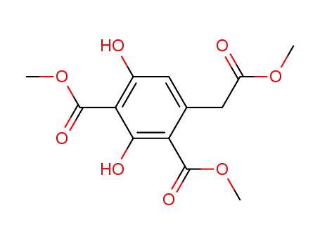 Molecular Structure of 6512-25-0 (dimethyl 2,4-dihydroxy-6-(2-methoxy-2-oxoethyl)benzene-1,3-dicarboxylate)