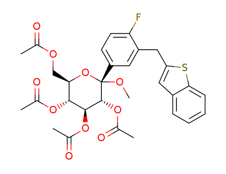 Methyl 2,3,4,6-tetra-O-acetyl-1-C-[3-(1-benzothien-2-ylmethyl)-4-fluorophenyl]-alpha-glucopyranoside