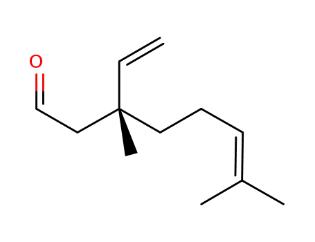 Molecular Structure of 1201917-34-1 ((R)-(-)-3-vinyl-3,7-dimethyloct-6-enal)
