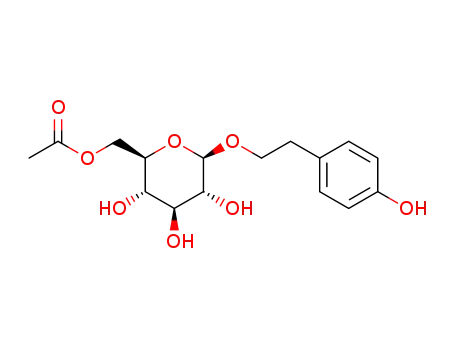Molecular Structure of 1007587-13-4 (((2R,3S,4S,5R,6R)-3,4,5-trihydroxy-6-(4-hydroxyphenethoxy)tetrahydro-2H-pyran-2-yl)methyl acetate)