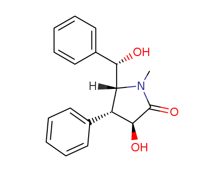 Molecular Structure of 114528-82-4 (2-Pyrrolidinone,3-hydroxy-5-[(R)-hydroxyphenylmethyl]-1-methyl-4-phenyl-, (3S,4R,5S)-rel-)