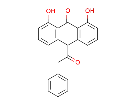Molecular Structure of 151562-41-3 (1,8-dihydroxy-10-(1-oxo-2-phenylethy)-9(10H)-anthracenone)
