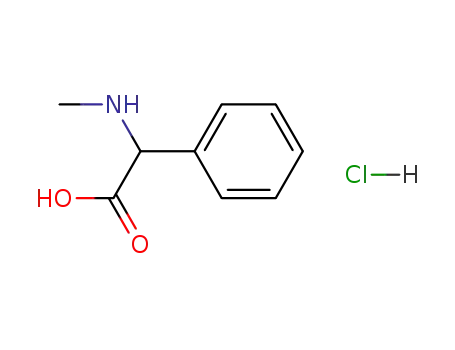Molecular Structure of 28544-42-5 (Benzeneacetic acid, a-(methylamino)-, hydrochloride(1:1))