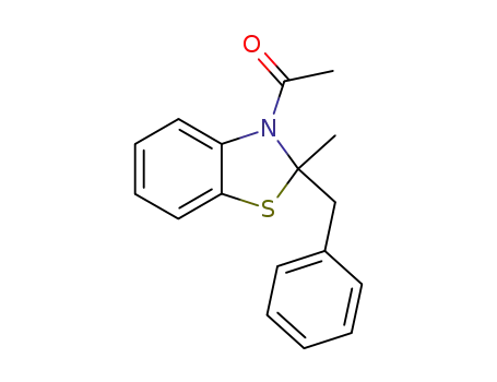 Molecular Structure of 65576-76-3 (Benzothiazole, 3-acetyl-2,3-dihydro-2-methyl-2-(phenylmethyl)-)